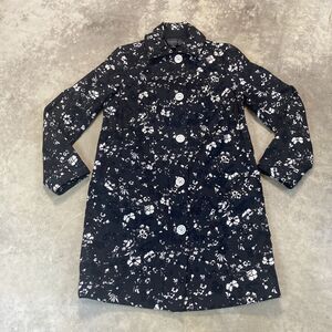 Carlisle‎ Collection Trench Coat Womens 8 Black Floral Pockets Chic